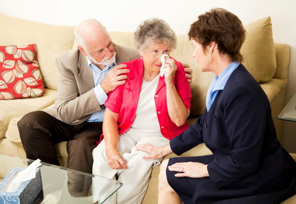 Senior Couple meeting with Memorial Consultant