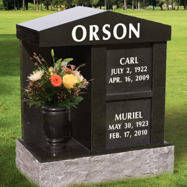 Mini Columbarium Jet Black 3x5 Lettered And Flowered